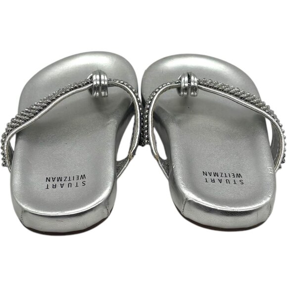 Stuart Weitzman Crystal Embellished Thong Sandal Flip Flop 8 Bling Glam Metallic - Picture 4 of 8